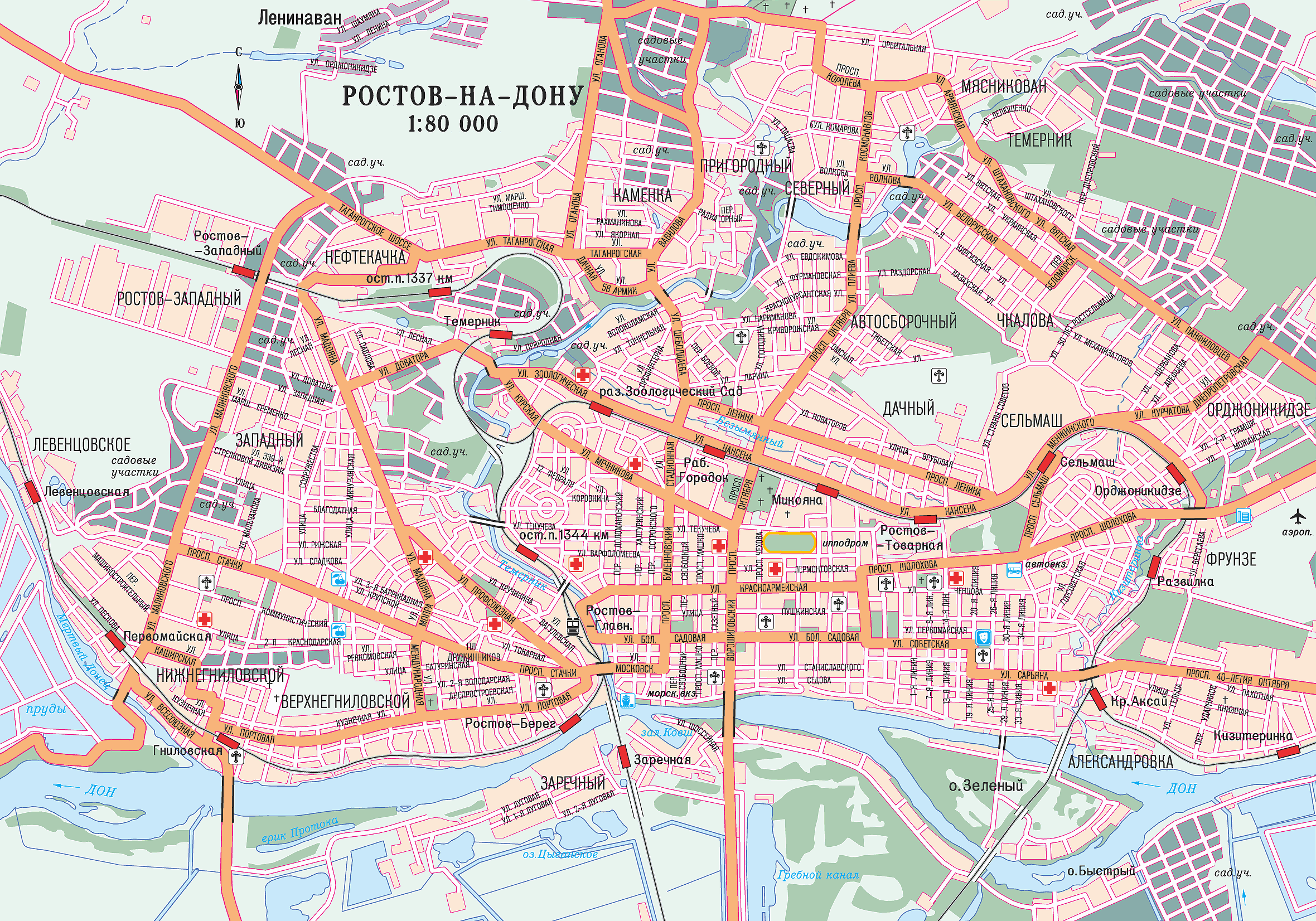 Карта Ростова-на-Дону с улицами и домами на Туристер.ру
