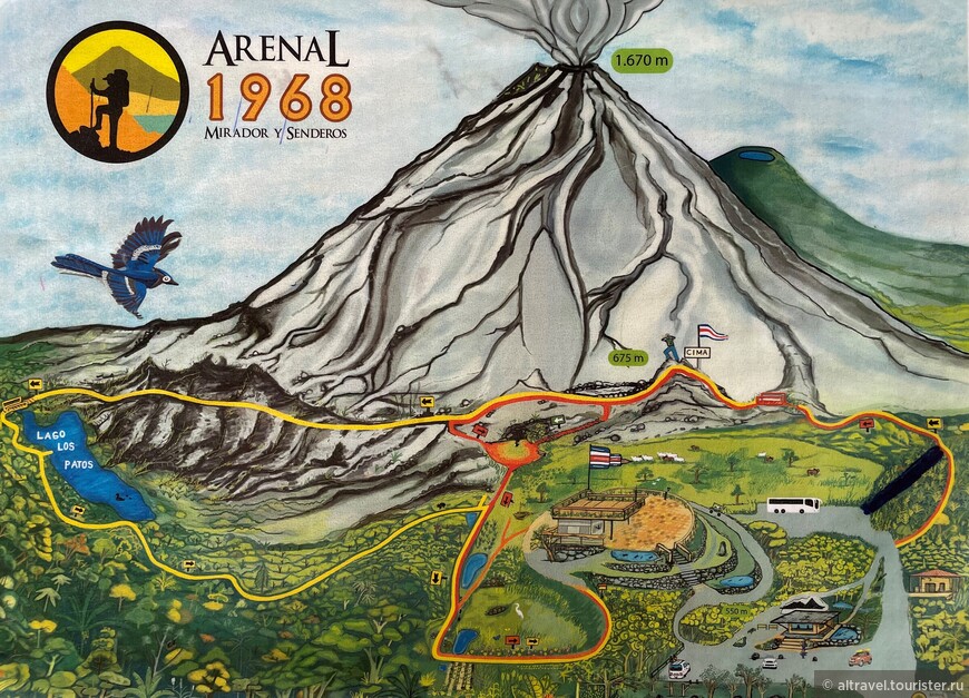 Карта 4. Карта троп частного заповедника Arenal 1968.