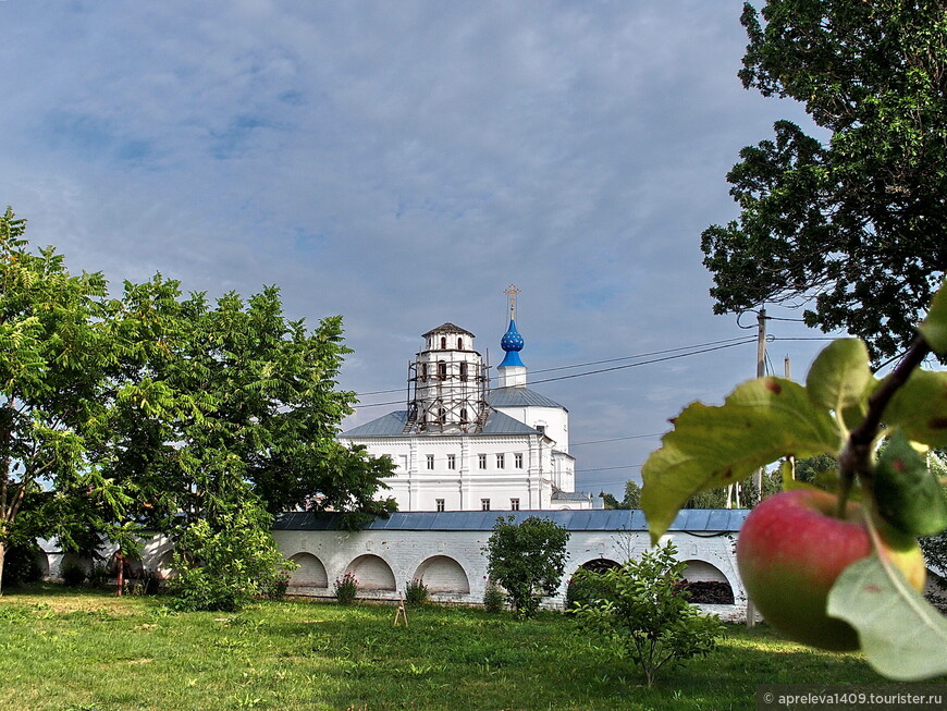 Вид из монастырского сада на Смоленско-Корнилиевскую церковь