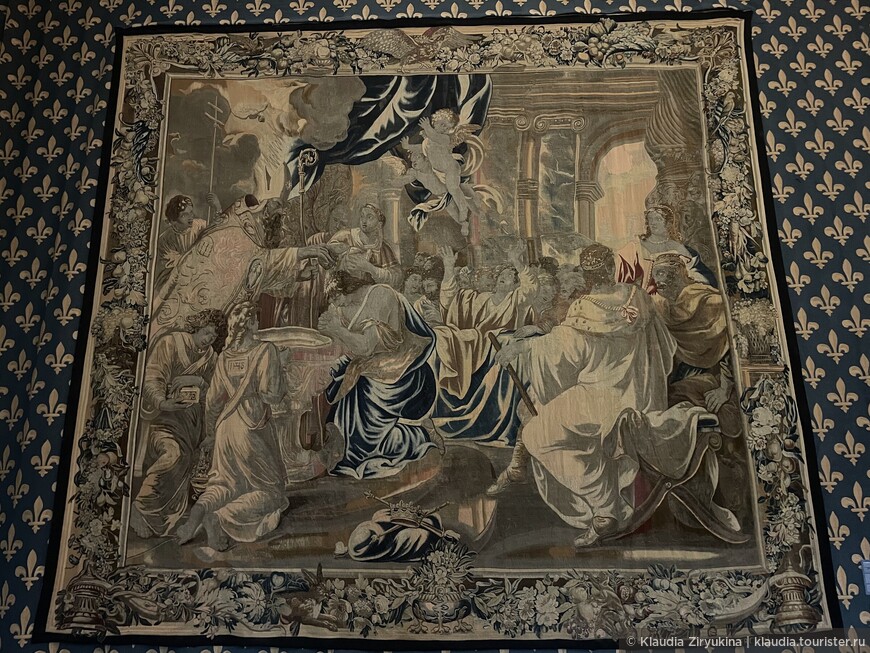 Крещение Хлодвига, Ян Ле Клерк по работам Шарля Поерсона. Около 1660 года.  Гобелен на ткацком станке, шелк и шерсть.