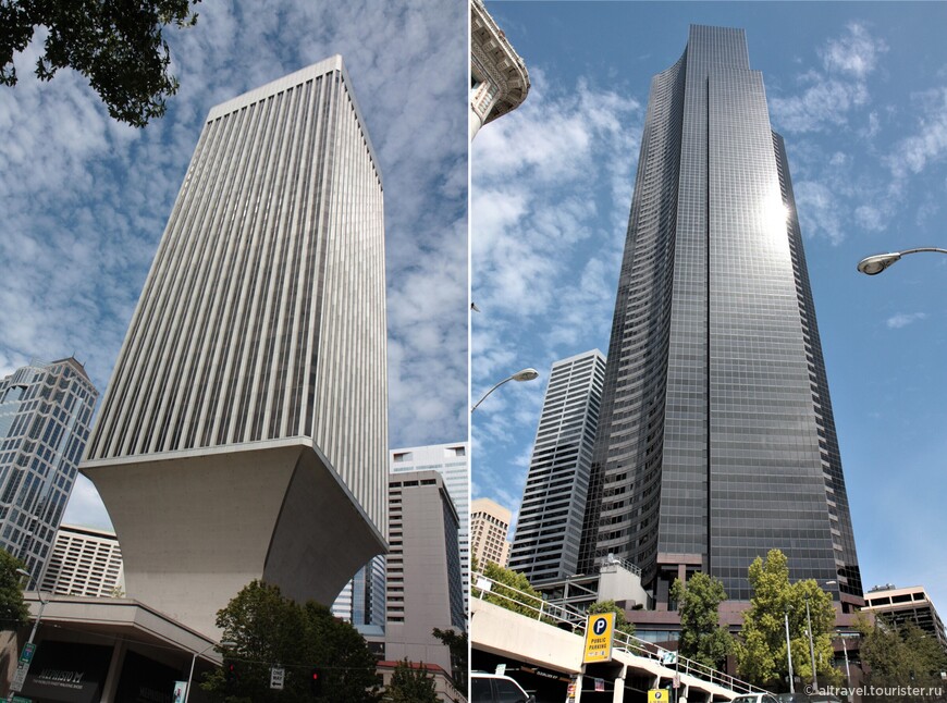 Башня Рейнира (слева) и Коламбия Центр (справа). Снимки 2011 года.