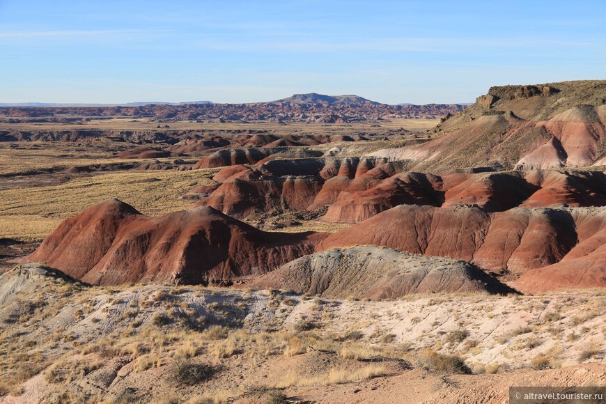 Раскрашенная пустыня. Вдалеке видна возвышенность под названием Pilot Rock, самая высокая точка раскрашенной пустыни (1900 м).