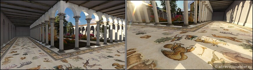 Реконструкция перистиля Большого дворца с мозаиками.