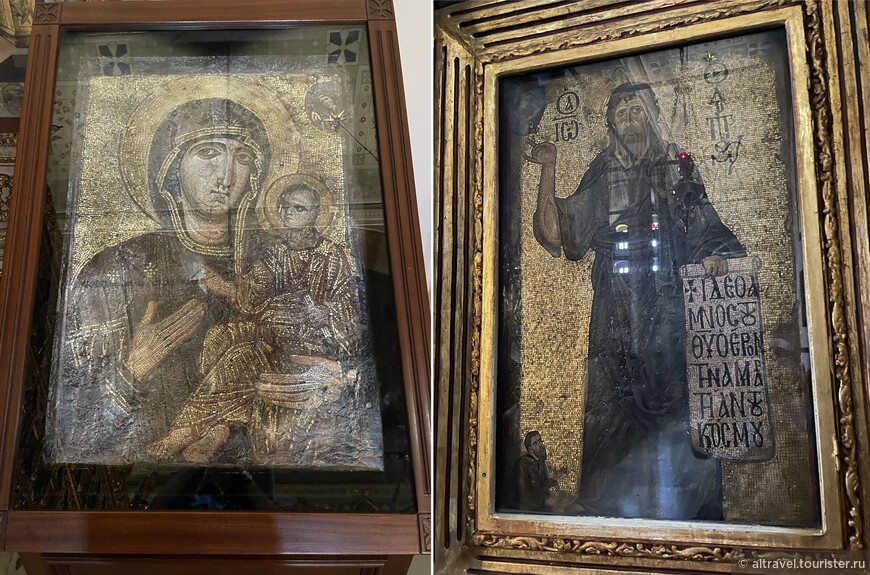 Мозаичные иконы Богородицы Паммакаристос и Св. Иоанна Предтечи из церкви Паммакаристос.