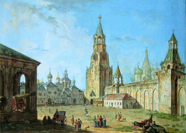 Спасские ворота и Вознесенский монастырь в Кремле