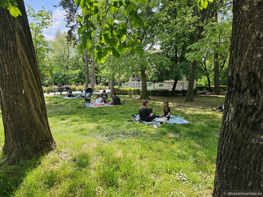 Люди на отдыхе в парке.