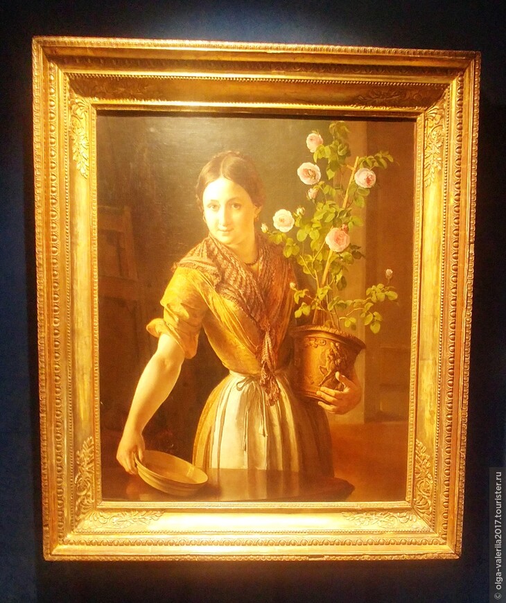 Девушка с горшком роз. 1850 г.