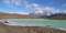 Адмирал Ньето и Голубые башни на фоне озера Laguna Amarga.