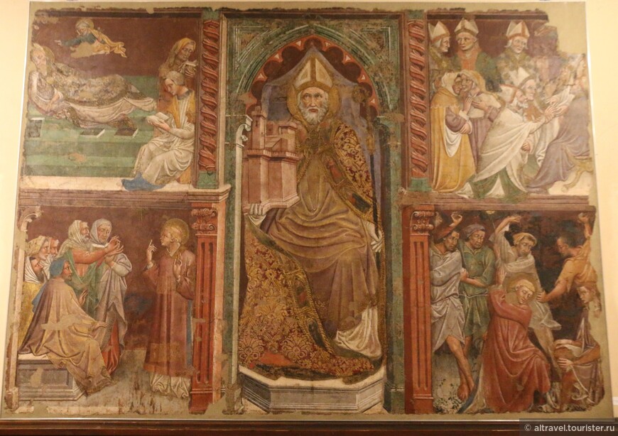 Микеле-ди-Матео. Святой Петроний с житием. 15-й век.