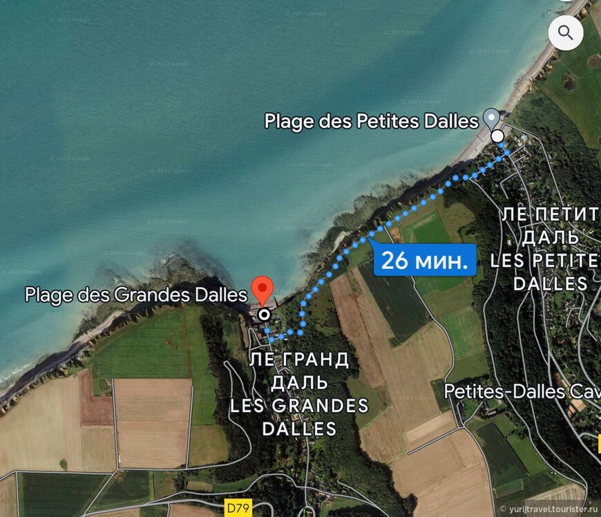 Карта дислокации двух пляжей - Plage des Grandes Dalles и Plage des Petites  Dalles
