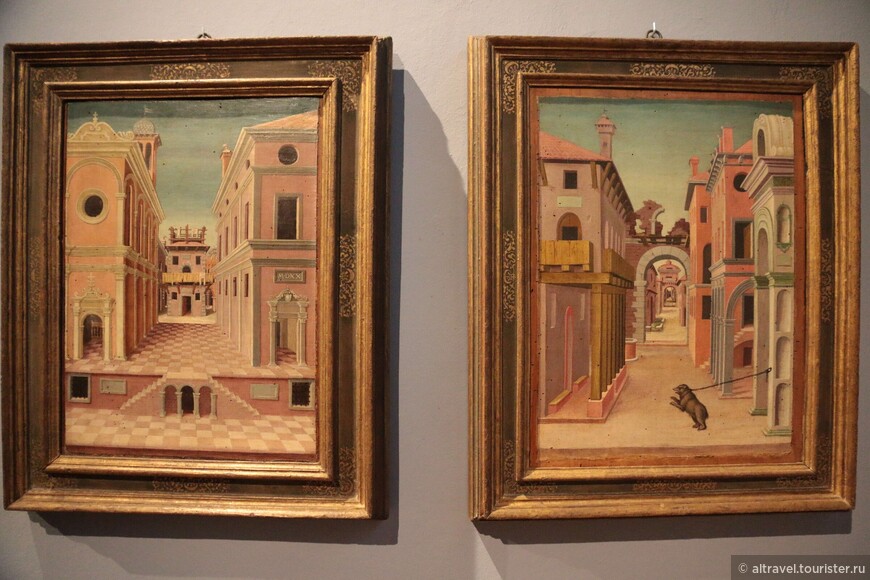 Джироламо Маркези (1480-1540/50). Вид двух городов. 1520. Упражнение с отображением перспективы. Художник какое-то время учился в Риме у Рафаэля.