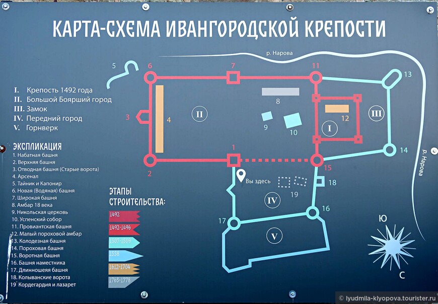 Карта-схема Ивангородской крепости