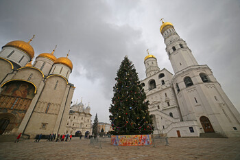 Главную новогоднюю ёлку России установили на Соборной площади Кремля 