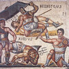 Обычная хроника былого.  Беллерофонт занес меч над Купидоном. Мозаика IV век н.э.