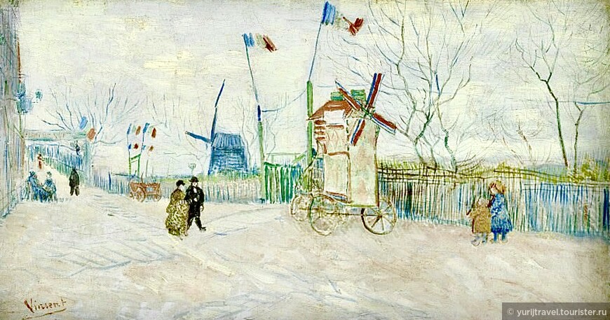 Винсент Ван Гог - «Уличная сцена на Монмартре», 1887 г. Кстати - она находилась в частной коллекции и наши дни была продана на аукционе Сотбис за 13 миллионов евро!