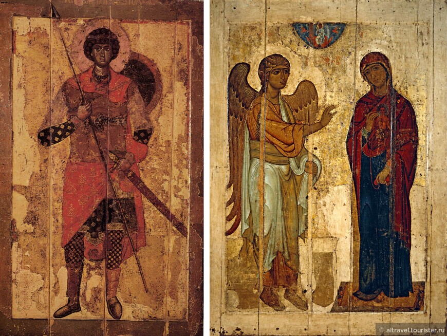 Два образа из первоначального иконостаса собора. 1120-е. Третьяковская галерея, Москва.