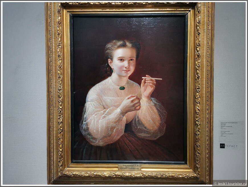 П.Е. Заболотский (Заболоцкий). Девушка с папиросой. 1850-е г. Меня сюжет удивил :)