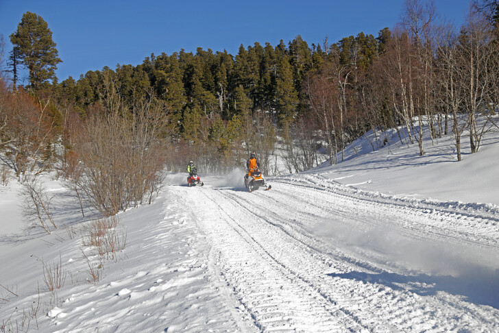 Зимой в Адыгее популярны прогулки на снегоходах