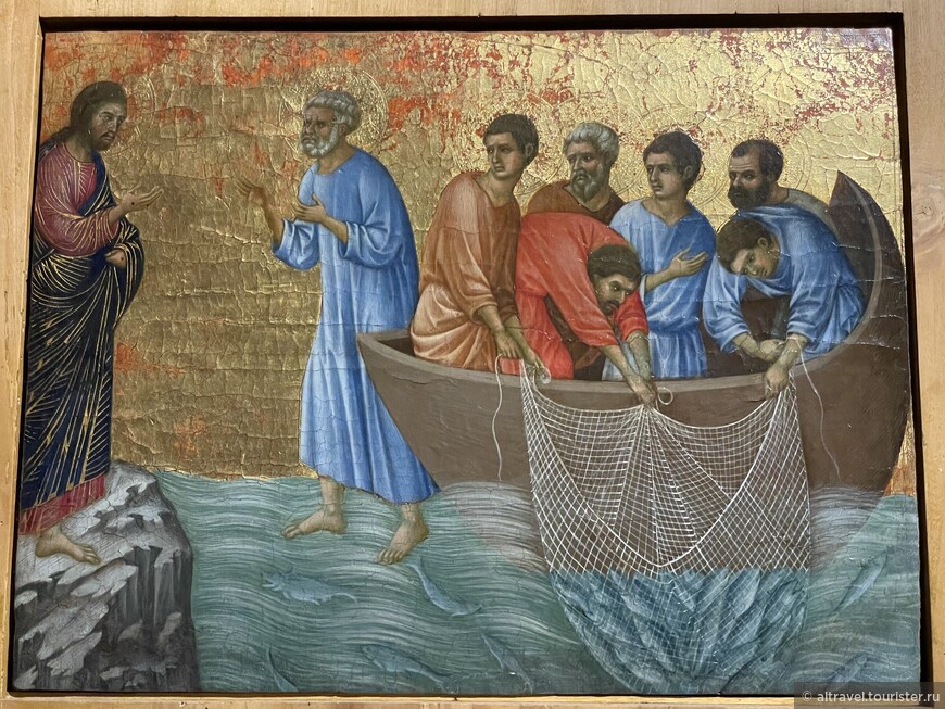 Одна из малых панелей, посвящённых Христу - апостол Пётр идёт по воде.