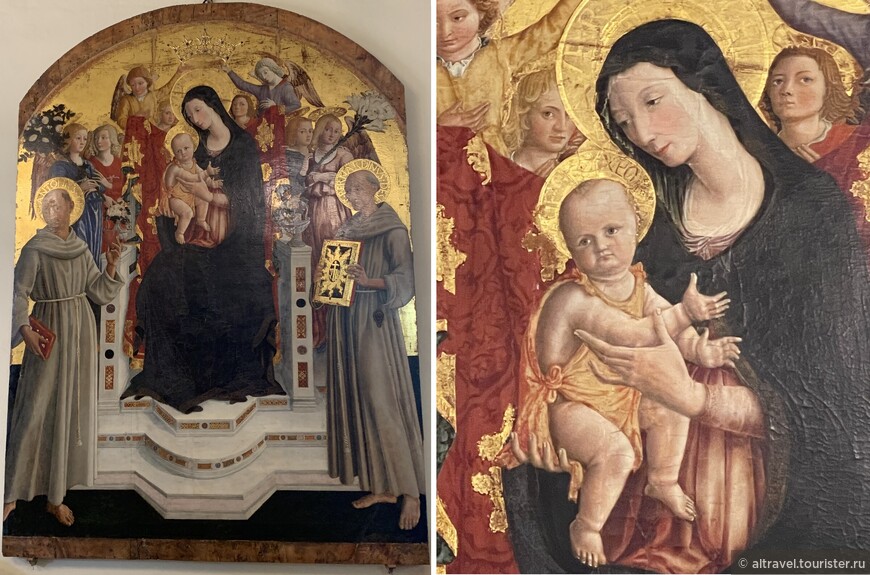 Маэста: Мадонна с Младенцем на троне в окружении св.Бернардина и св.Антония и стайки ангелов. 1460. Маттео ди Джованни (1430-1495). Павел Муратов назвал этого художника «славой и гордостью кватроченто».
