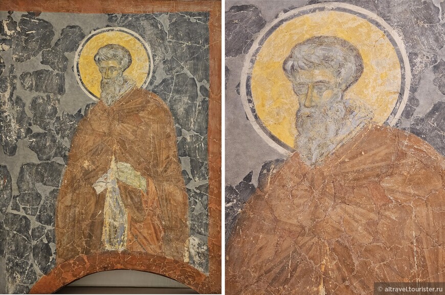 Неизвестный преподобный. Восстановленная фреска из церкви Спаса Преображения на Ковалеве.