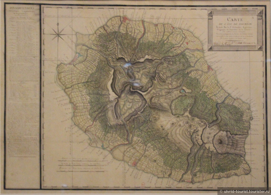 Карта острова Бурбон. Франция, 1818 год.