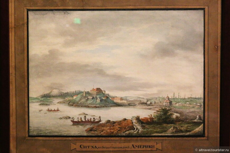 Новоархангельск - замок Баранова. Картина из музея штата Аляска в Джуно.