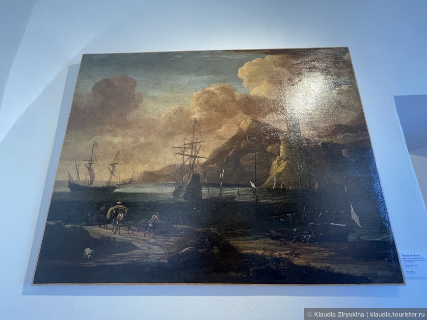 Морской пейзаж, 2-я  половина 18 века. Адриан Ван дер Кабель (1631-1705) и Шарль Франсуа Лакруа из Марселя (1700-1779). Масло на холсте. 