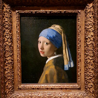 "Девушка с жемчужной сережкой". 1665 г. Девушка с жемчужной сережкой - самое знаменитое произведение Иоганна Вермеера. Это даже не портрет, а то, что по-голландски называется "трони", или вымышленный образ. "Трони" обычно изображает определенный тип характера. В данном случае - это девушка в экзотическом платье, с восточным тюрбаном на голове и с неправдоподобно большой жемчужиной в ухе.

Иоганн Вермеер был виртуозным мастером света. Взгляните на мягкие черты лица девушки и на блики света, играющие на ее влажных губах. Ну и, конечно же, на сверкающую жемчужину.