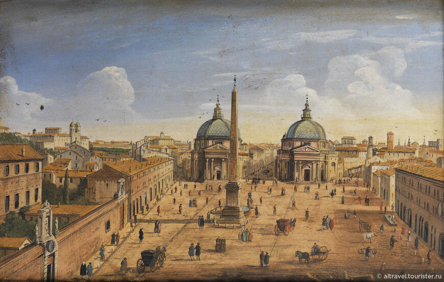 Х.Ф. Ван Линт. Пьяцца-дель-Пополо в Риме, 17-й век. (Википедия)