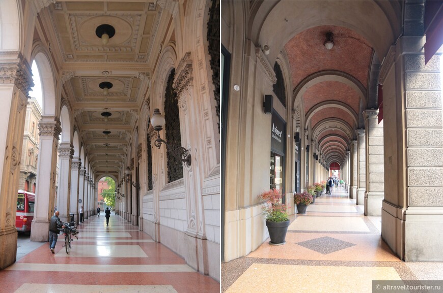 Самые красивые и просторные портики находятся на улице Независимости (Via dell'Indipendenza).