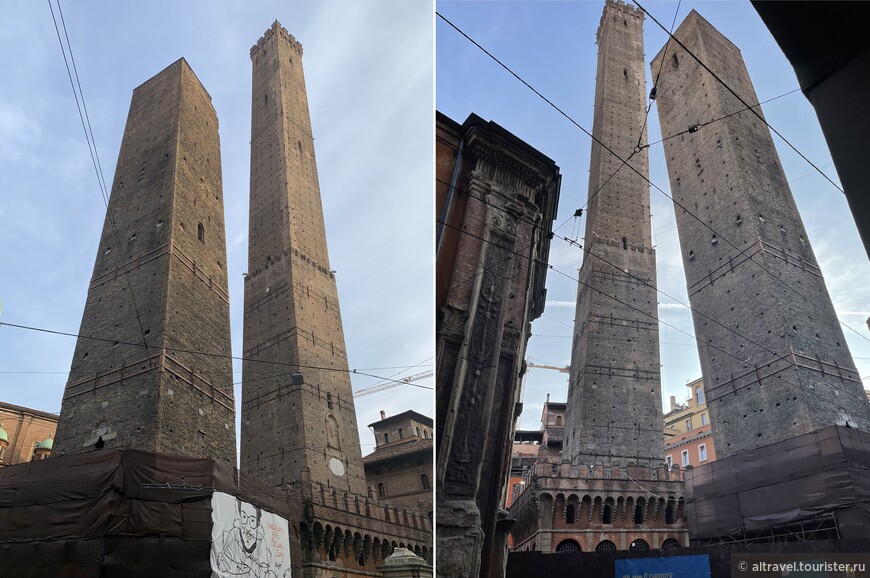«Две башни» (Due Torri) Болоньи - самые знаменитые из сохранившихся: Азинелли (та, что повыше) и Гарисенда.