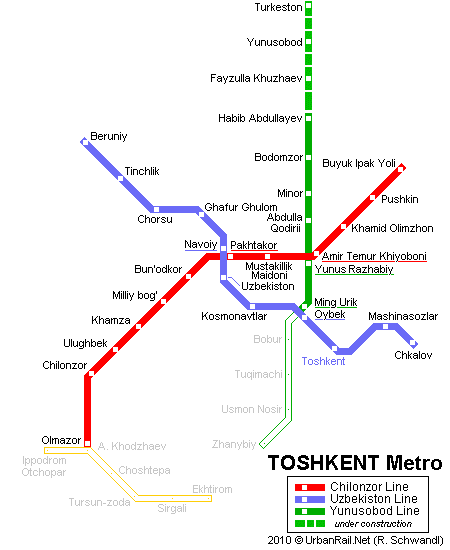 схема ташкента метро