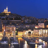 Нотр Дам де ла Гард в Марселе и порт ночью