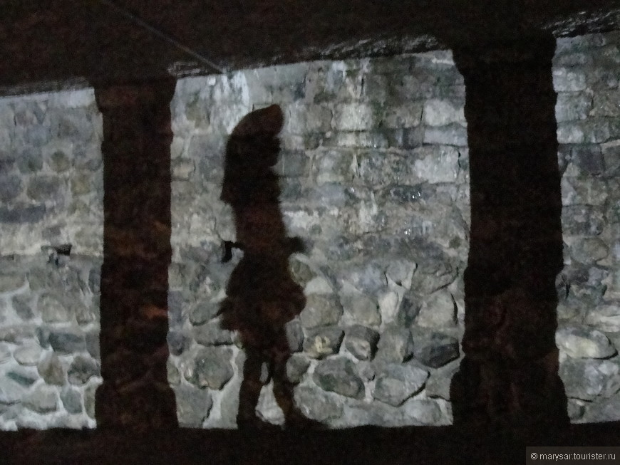 Проекция охранника на стене подземелья.