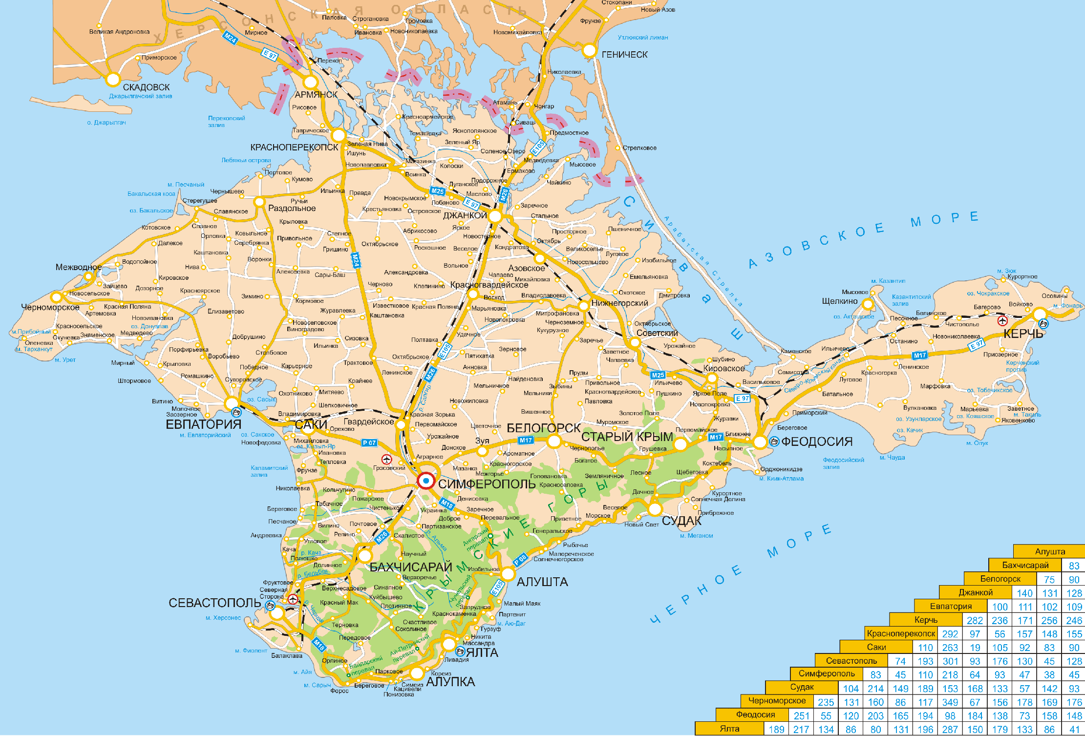 Карта крымского полуострова