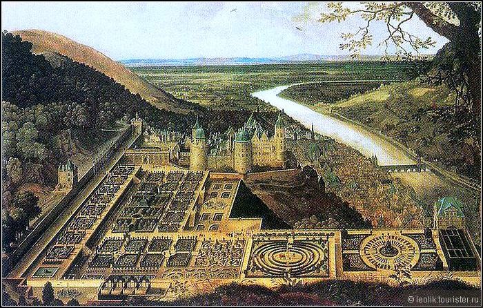 Гейдельбергский замок и его сады. Гравюра Jacques Fouquiere, 1620 год