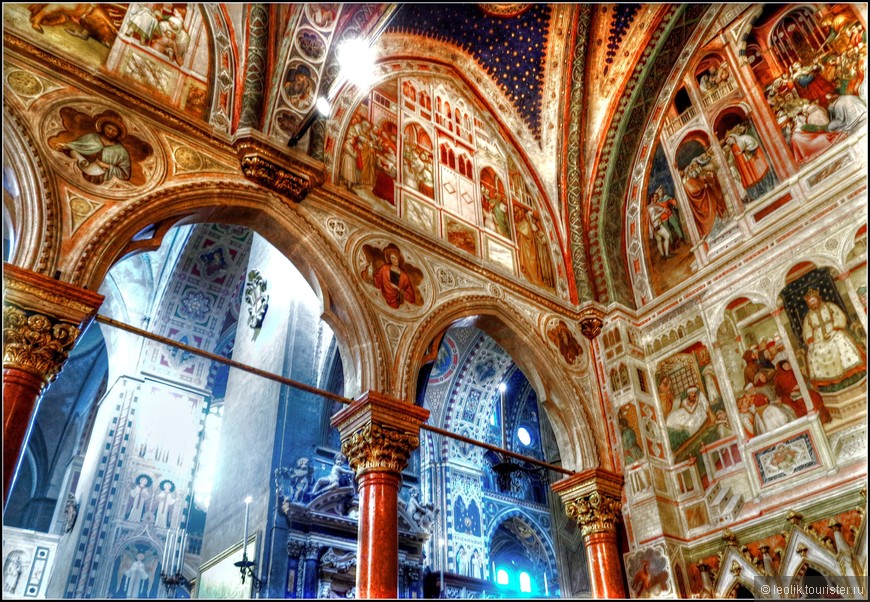 Росписи на стенах усыпальницы семьи ди Соранья 1377года с сюжетами из жизни св.Георгия, св.Люции и Екатерины Александрийской.
