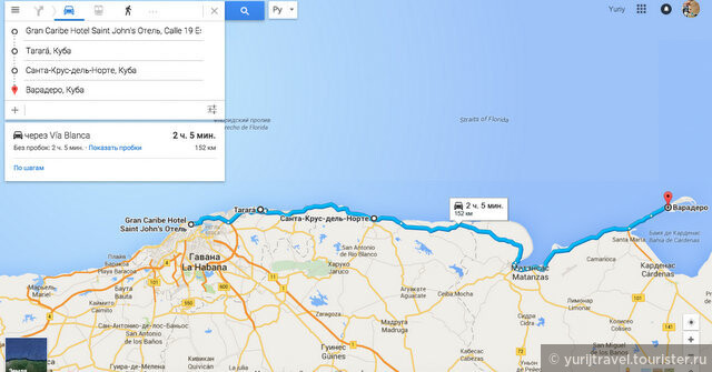 Карта проезда к поселку Санта Мария дель Мар и полуострову Варадеро