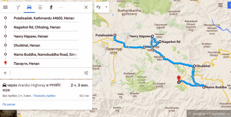 Карта экскурсий из Катманду