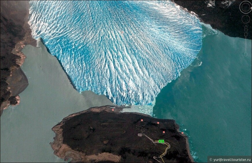 Вид на ледник Перито Морено из космоса